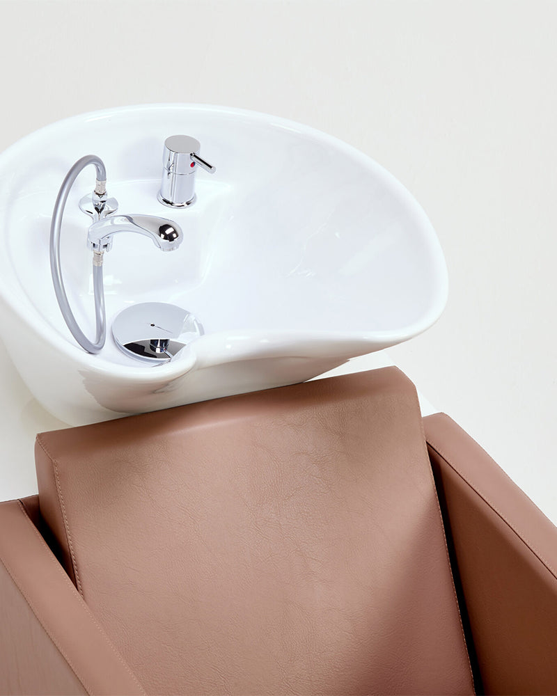 Compact - Brown washing unit - white basin